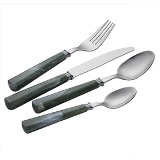CJ. DE TALHERES DE METAL COM CABO VERDE - 24PCS
