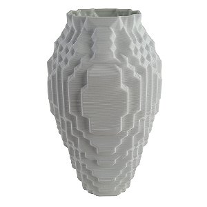 VASO DECORATIVO EM CERAMICA BRANCO 3D 17,5CM X 17,5CM X 32CM