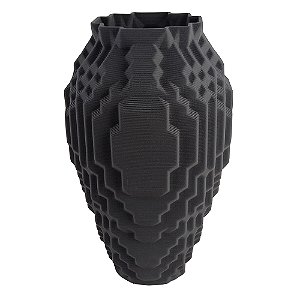 VASO DECORATIVO EM CERAMICA PRETO 3D 17,5CM X 17,5CM X 32CM