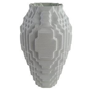 VASO DECORATIVO EM CERAMICA BRANCO 3D 18CM X 18CM X 34CM