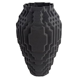VASO DECORATIVO EM CERAMICA PRETO 3D 18CM X 18CM X 34CM
