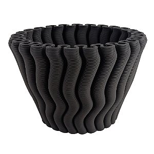 VASO DECORATIVO EM CERAMICA PRETO 3D 24CM X 24CM X 16CM