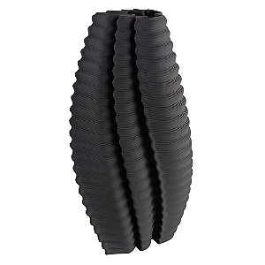 VASO DECORATIVO EM CERAMICA PRETO 3D 19CM X 19CM X 37CM