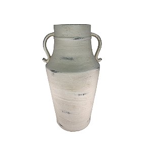 VASO DECORATIVO EM CERAMICA BRANCO RUSTICO