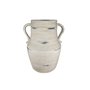 VASO DECORATIVO EM CERAMICA BRANCO RUSTICO