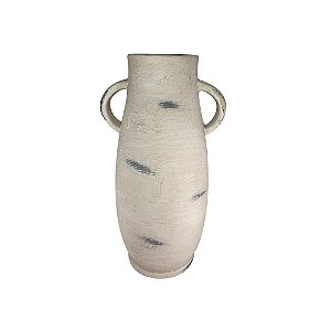 VASO DECORATIVO EM CERAMICA BRANCO RUSTICO