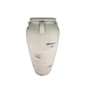 VASO DECORATIVO EM CERAMICA BRANCO RUSTICO