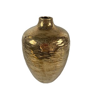 VASO DECORATIVO EM CERAMICA DOURADA