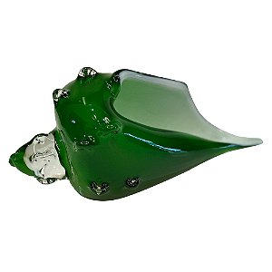 CONCHA DECORATIVA EM VIDRO VERDE 22CM X 11CM X 10,5CM