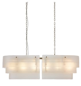 PENDENTE PLAQUE TRANSPARENTE / DOURADO (L)30CM (C)120CM (A)35CM 6XE14 BOLINHA MAX 40W IP20