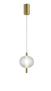 PENDENTE CASULO TRANSPARENTE / DOURADO (D)15CM (A)20CM 1XLED INTEGRADO 7W 3000K 525LM IP20