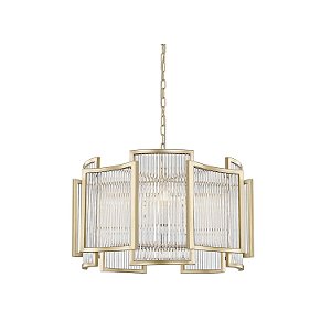 PENDENTE STRATO TRANSPARENTE / DOURADO (D)56CM (A)32CM 5XE14 BOLINHA/VELA MAX 40W IP20