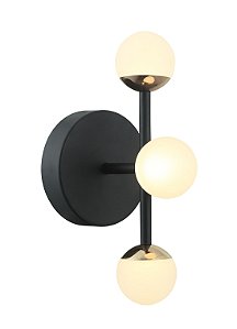 ARANDELA FUXICO PRETO / DOURADO (L)15CM (C)18CM (A)26CM 3XLED INTEGRADO 2W 3000K 480LM IP20