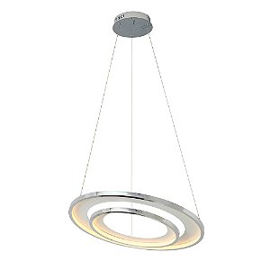 PENDENTE LOOP CROMADO / BRANCO (D)62CM (A)2,2CM 1XLED INTEGRADO 48W 3000K 1500LM IP20