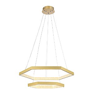 PENDENTE HEX DOURADO / TRANSPARENTE (D)60CM (A)3,5CM 1XLED INTEGRADO 50W 3000K 2550LM IP20