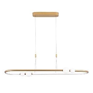 PENDENTE NÉBULA DOURADO / BRANCO (L)28CM (C)105CM (A)12CM 1XLED INTEGRADO 42W 3000K 2100LM IP20