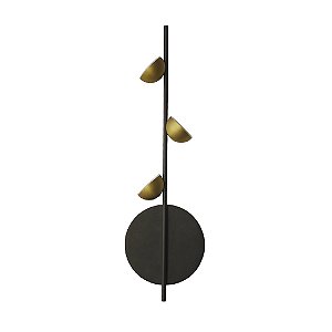 ARANDELA GRAVIOLA PRETO / DOURADO (D)13CM (A)45CM 3XLED INTEGRADO 3W 3000K 495LM IP20