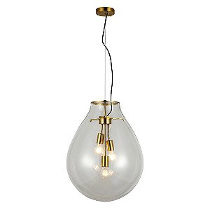 PENDENTE CAJU TRANSPARENTE / DOURADO (D)48CM (A)63CM 3XE27 BULBO MAX 40W IP20