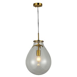 PENDENTE CAJU TRANSPARENTE / DOURADO (D)30CM (A)48CM 1XE27 BULBO MAX 40W IP20