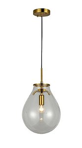 PENDENTE CAJU TRANSPARENTE / DOURADO (D)23CM (A)29CM 1XE14 BULBO MAX 40W IP20