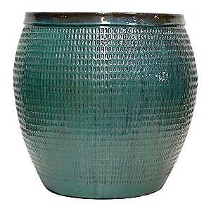 VASO VIETNAMITA CERÂMICA IMPORTADO ISTAMBUL GRANDE AQUA D80CM X A80CM