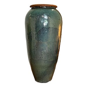 VASO CERÂMICA IMPORTADO DUBAI RÚSTICO VERDE EXTRA GRANDE D68CM X A160CM
