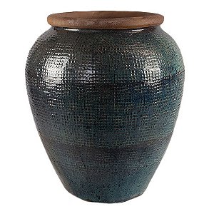 VASO CERÂMICA IMPORTADO LONDRES RÚSTICO VERDE GRANDE D78CM X A93CM