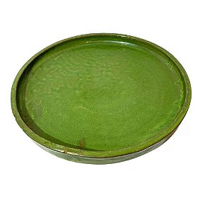 PRATO REDONDO VERDE EM CERÂMICA ESMALTADA IMPORTADO D36CM X A05CM