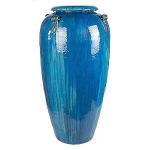 VASO VIETNAMITA CERÂMICA IMPORTADO ROMA GRANDE AZUL TURQUESA D56CM X A116CM