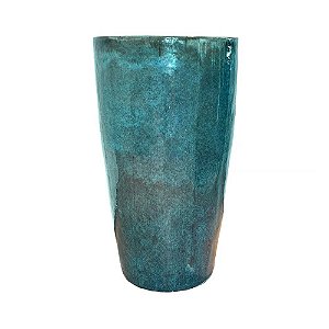 VASO VIETNAMITA CERÂMICA IMPORTADO SINGAPURA MÉDIO MOSS GREEN D40CM X A70CM