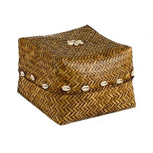 CAIXA RATTAN IMPORTADA BÚZIOS COM TAMPA D20CM X A14CM