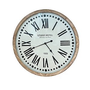 RELÓGIO DE PAREDE BRANCO NATURAL GRAND HOTEL 83CM