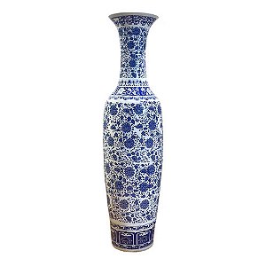 VASO IMPORTADO EM PORCELANA AZUL E BRANCO FLORIDO A180CM