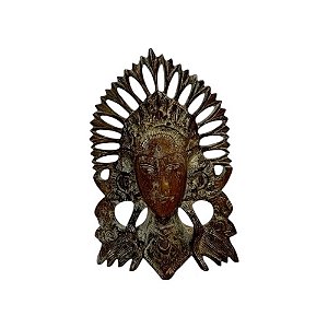 ESCULTURA MÁSCARA APSARÁ EM MADEIRA L22CM X A35CM