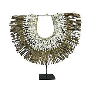 COLAR DECORATIVO BALI CONCHA MARINHA E PALHA A51CM