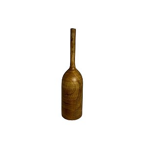 ESCULTURA VASO EM MADEIRA PEQUENO IMPORTADA D09CM X A41CM