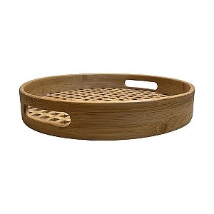 BANDEJA DECORATIVA BAMBU VAZADO MÉDIA D30CM