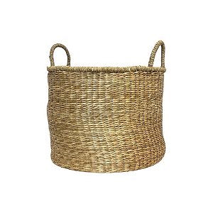 CESTO PALHA NATURAL COM ALÇAS D40CM X A40CM