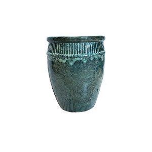 VASO VIETNAMITA CERÂMICA IMPORTADO BUDAPESTE MOSS GREEN PEQUENO D25CM X A32CM