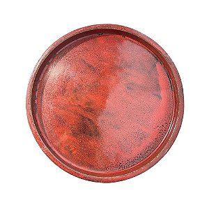 PRATO EM CERÂMICA REDONDO VERMELHO ESMALTADO IMPORTADO L40CM X A05CM X A40CM