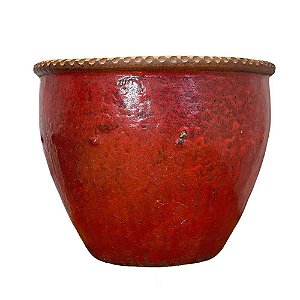 VASO RÚSTICO CERÂMICA IMPORTADO TIBET VERMELHO D98CM X A79CM