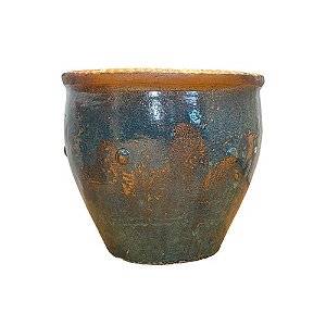 VASO RÚSTICO CERÂMICA IMPORTADO TIBET VERDE PEQUENO D58CM X A53CM