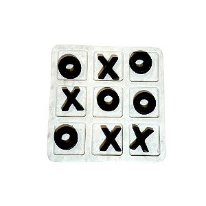 JOGO DA VELHA IMPORTADO EM MÁRMORE BRANCO E CINZA 20CM