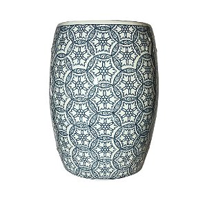 GARDEN SEAT  IMPORTADO PORCELANA AZUL E BRANCA MANDALAS WU D34 X A48CM