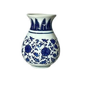 MINI FLOREIRO IMPORTADO PORCELANA AZUL E BRANCA SODALITA D08 X A12CM