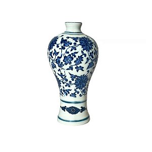 MINI FLOREIRO IMPORTADO PORCELANA AZUL E BRANCA TANZANITA D06 X A12CM