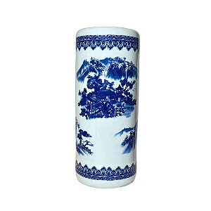 PORTA GUARDA-CHUVA IMPORTADO PORCELANA AZUL E BRANCA IMPÉRIO MING D21 X A50CM
