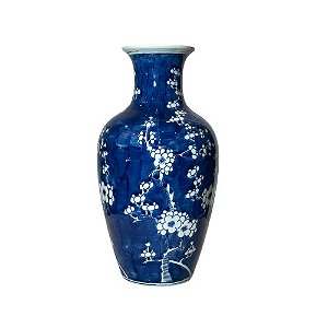 FLOREIRO IMPORTADO PORCELANA AZUL E BRANCA FLORATA SHANG D18 X A36CM