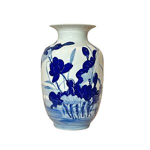 FLOREIRO AZUL E BRANCA EM RELEVO KOI D13 X A12CM