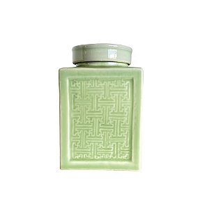 MINI POTICHE IMPORTADO PORCELANA CELADON QUADRADO L13 X A19CM